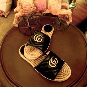 Gucci Leather GG Marmont Espadrilles